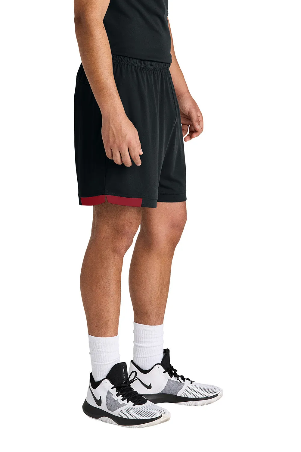 Sport-Tek Mens Club Moisture Wicking Shorts - Black/Deep Red Clothing Sport-Tek