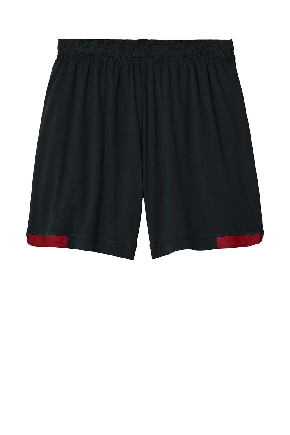 Sport-Tek Mens Club Moisture Wicking Shorts - Black/Deep Red Clothing Sport-Tek