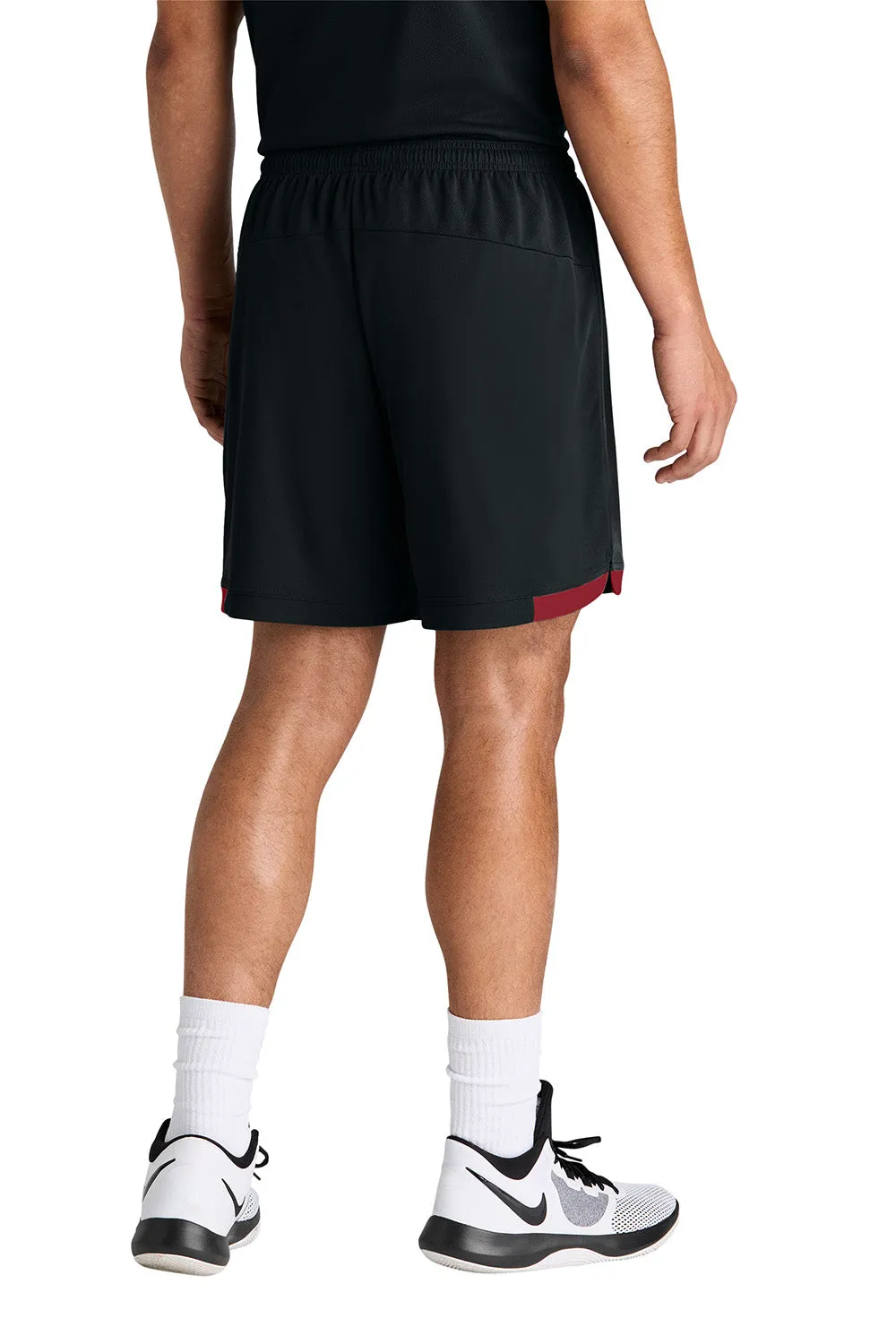 Sport-Tek Mens Club Moisture Wicking Shorts - Black/Deep Red Clothing Sport-Tek
