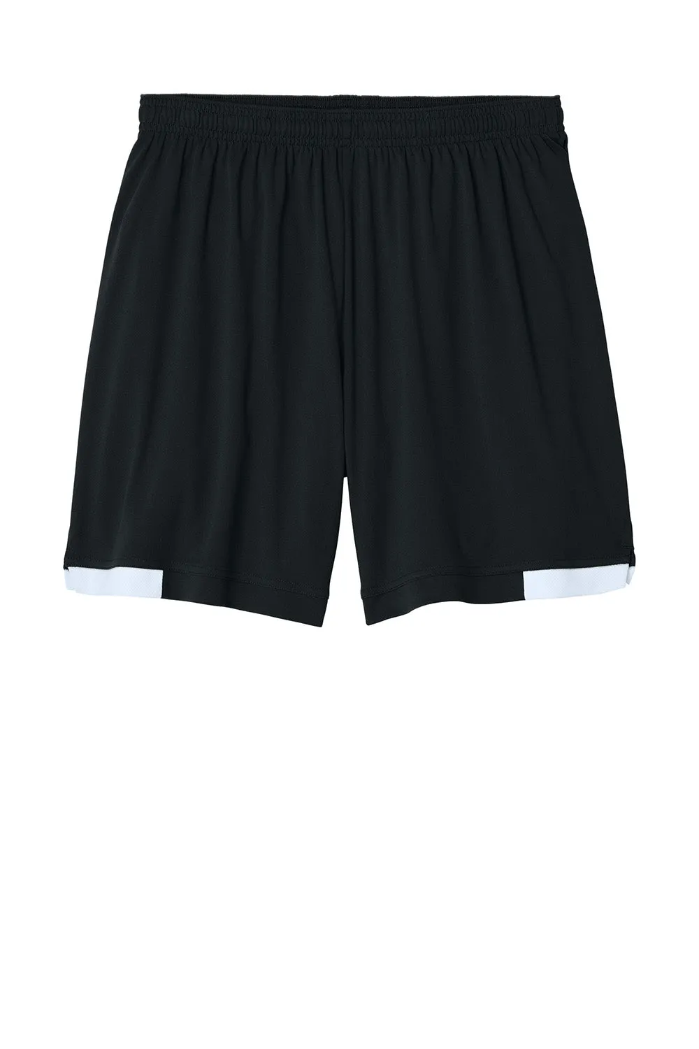 Sport-Tek Mens Club Moisture Wicking Shorts - Black/White Clothing Sport-Tek