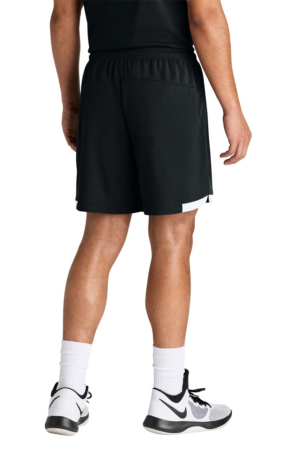 Sport-Tek Mens Club Moisture Wicking Shorts - Black/White Clothing Sport-Tek