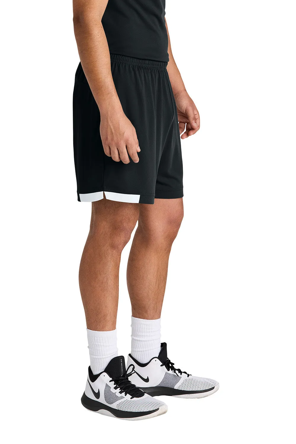 Sport-Tek Mens Club Moisture Wicking Shorts - Black/White Clothing Sport-Tek