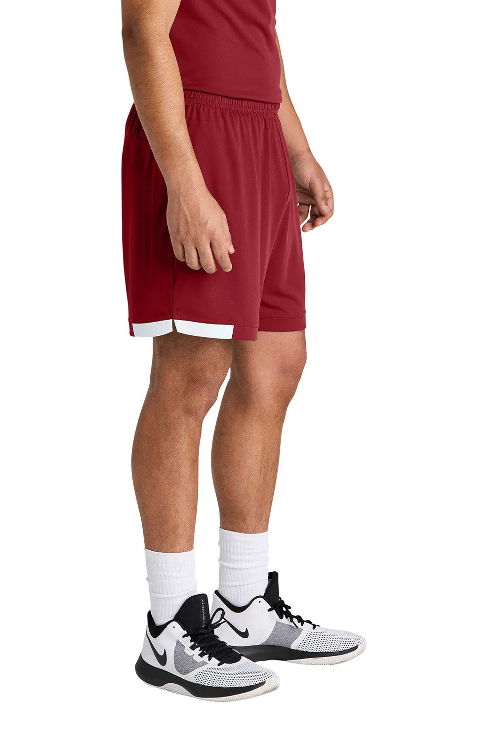Sport-Tek Mens Club Moisture Wicking Shorts - Deep Red/White Clothing Sport-Tek