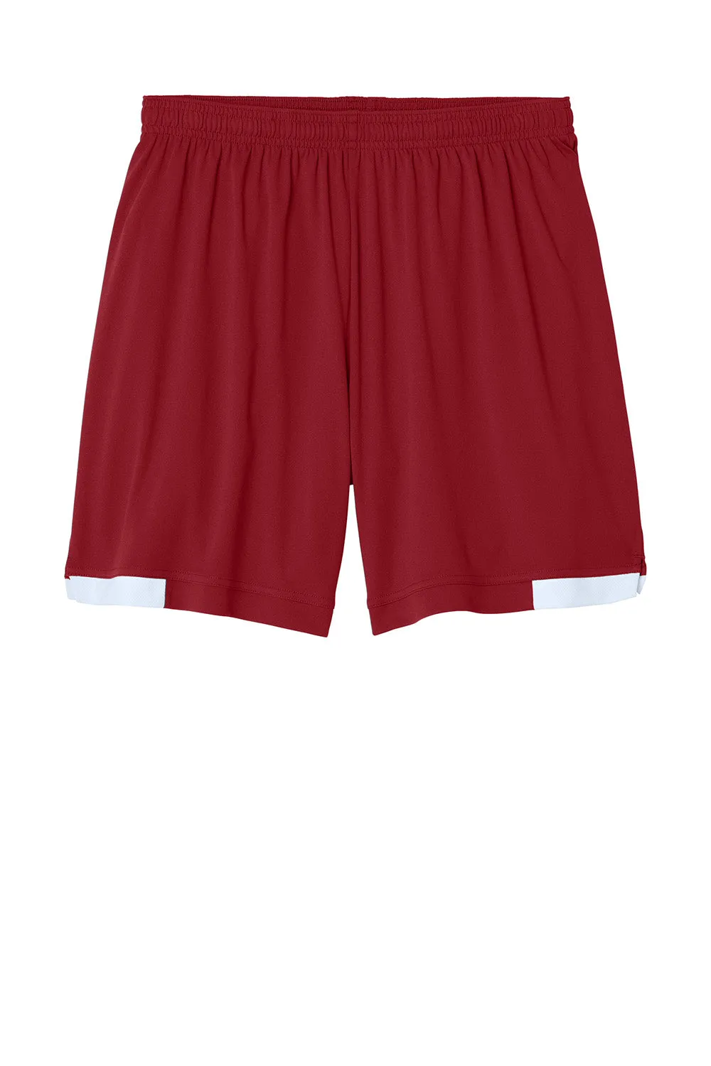 Sport-Tek Mens Club Moisture Wicking Shorts - Deep Red/White Clothing Sport-Tek