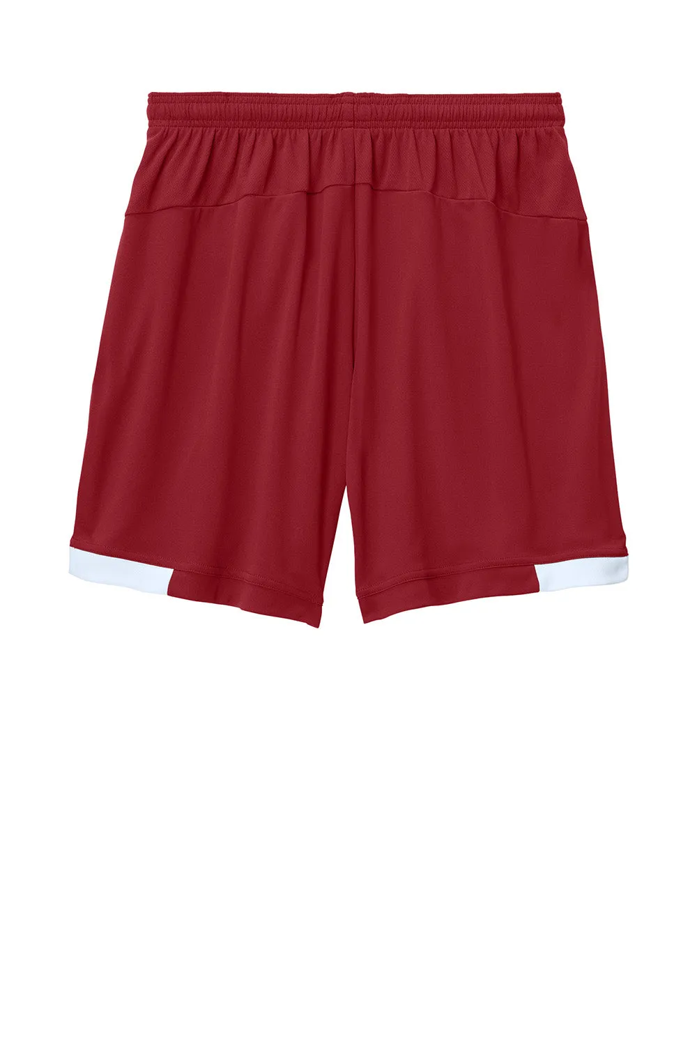 Sport-Tek Mens Club Moisture Wicking Shorts - Deep Red/White Clothing Sport-Tek