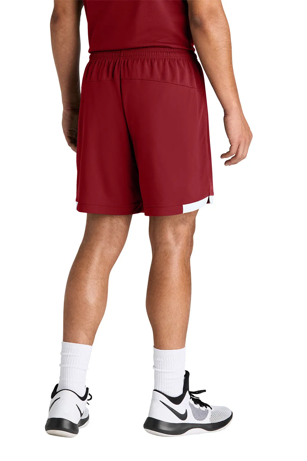 Sport-Tek Mens Club Moisture Wicking Shorts - Deep Red/White Clothing Sport-Tek