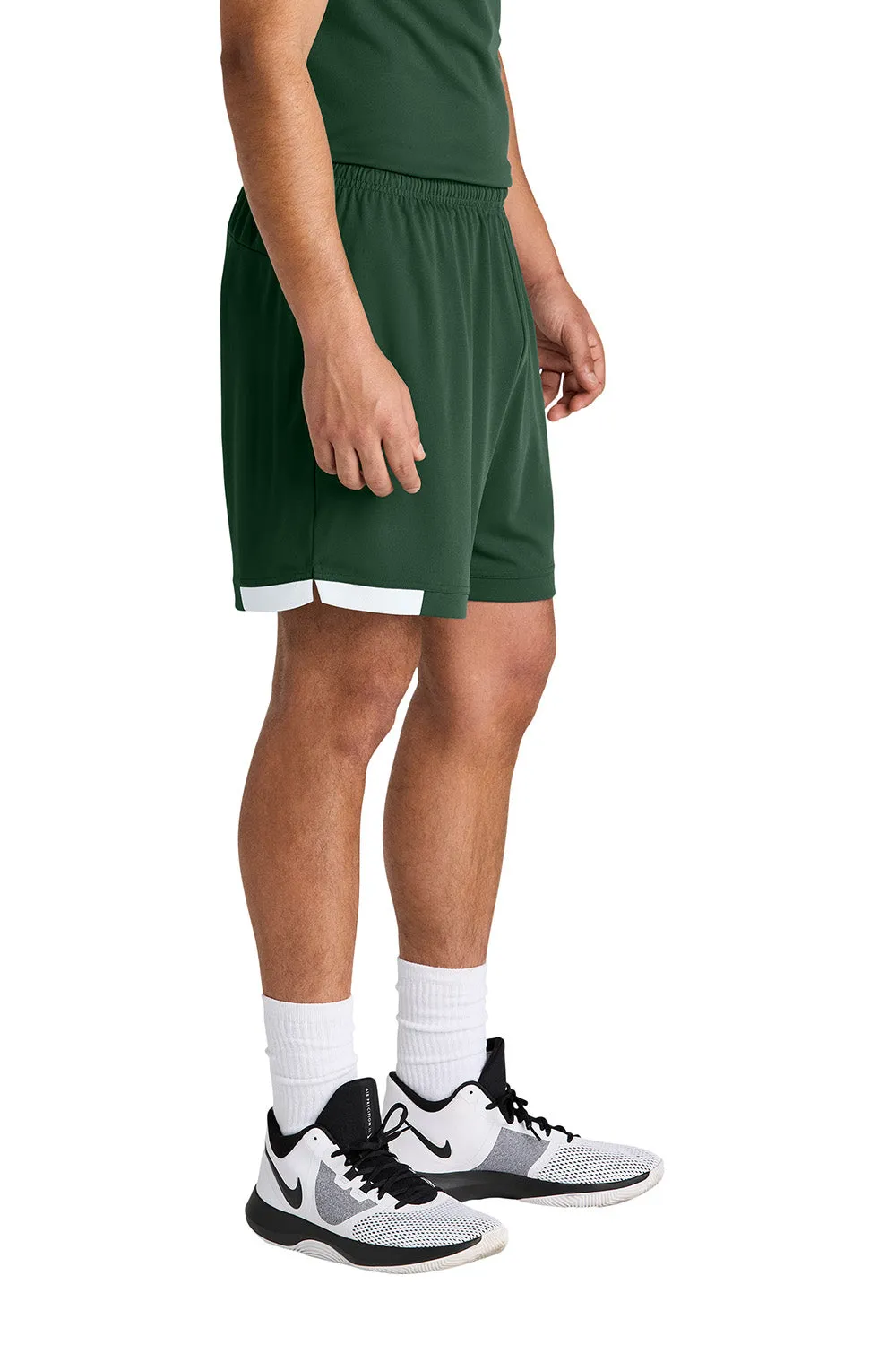 Sport-Tek Mens Club Moisture Wicking Shorts - Forest Green/White Clothing Sport-Tek