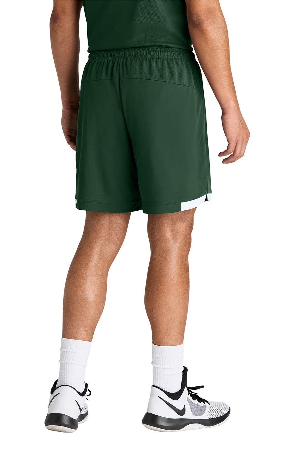 Sport-Tek Mens Club Moisture Wicking Shorts - Forest Green/White Clothing Sport-Tek