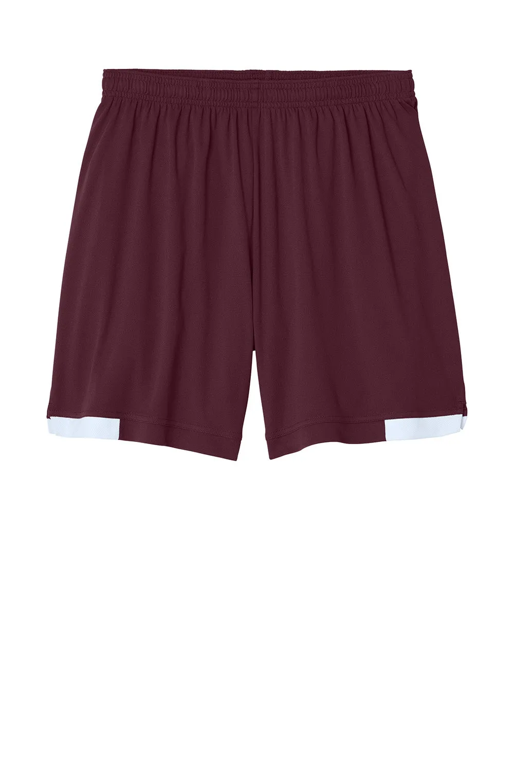 Sport-Tek Mens Club Moisture Wicking Shorts - Maroon/White Clothing Sport-Tek