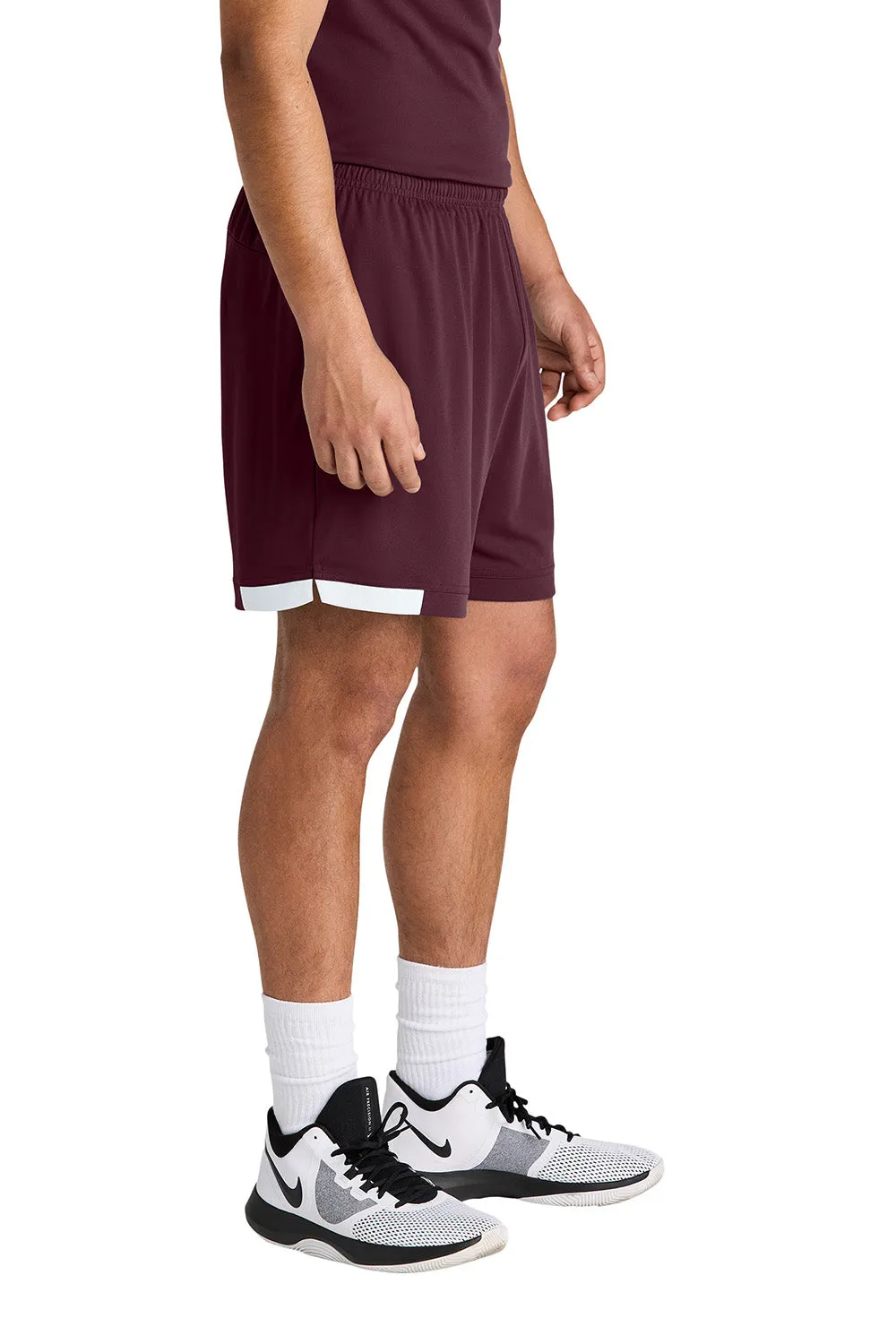 Sport-Tek Mens Club Moisture Wicking Shorts - Maroon/White Clothing Sport-Tek