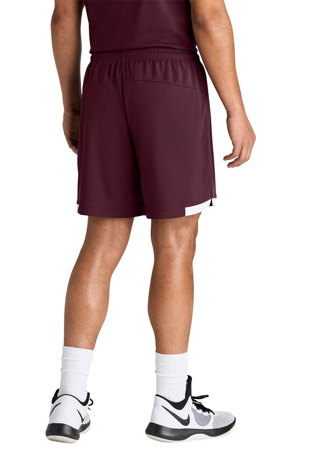 Sport-Tek Mens Club Moisture Wicking Shorts - Maroon/White Clothing Sport-Tek