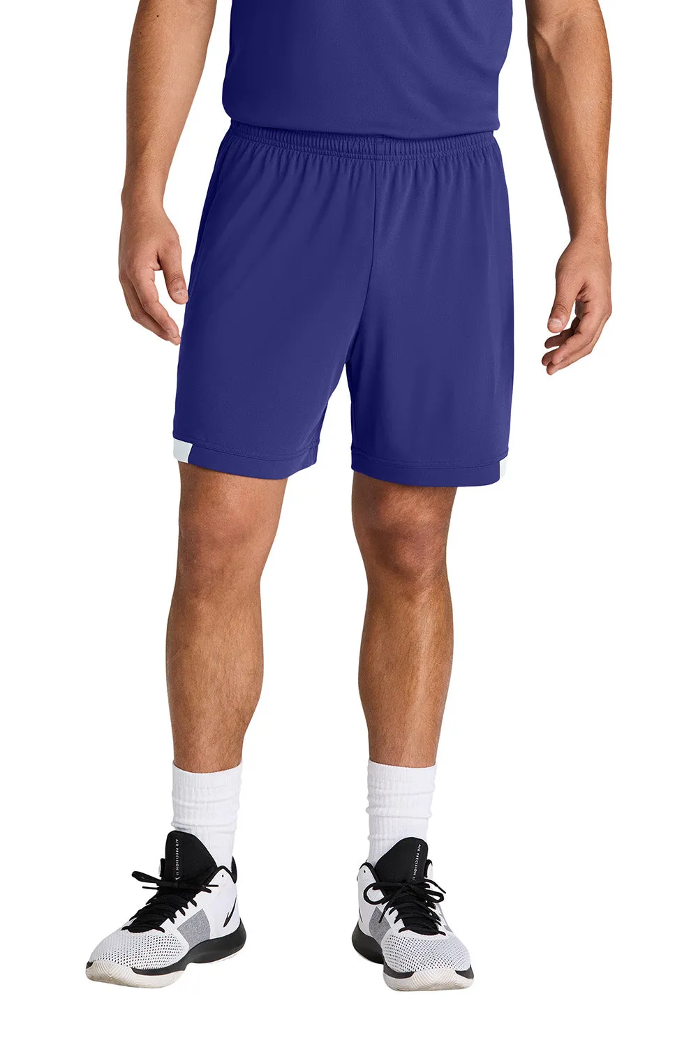 Sport-Tek Mens Club Moisture Wicking Shorts - Purple/White Clothing Sport-Tek