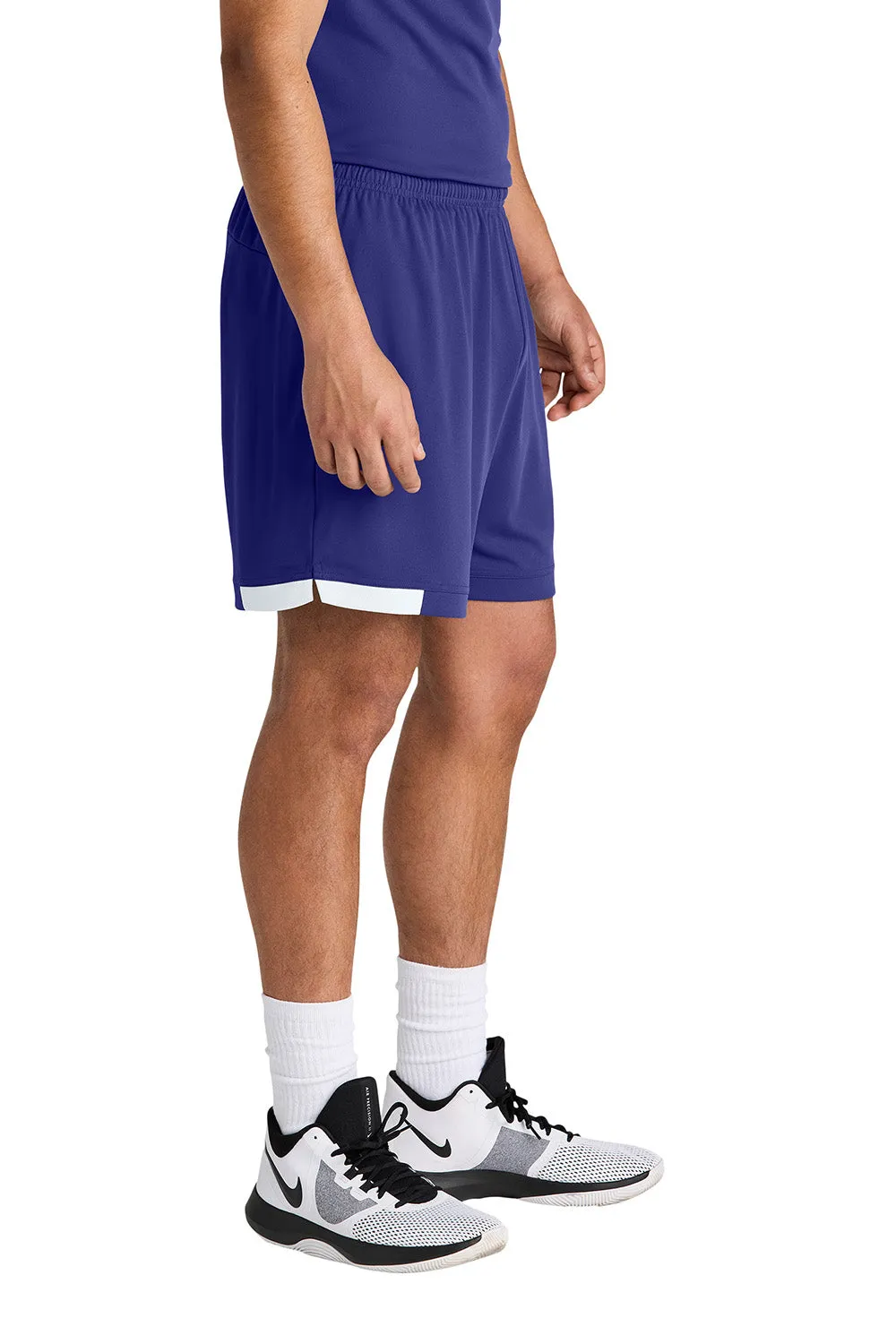 Sport-Tek Mens Club Moisture Wicking Shorts - Purple/White Clothing Sport-Tek