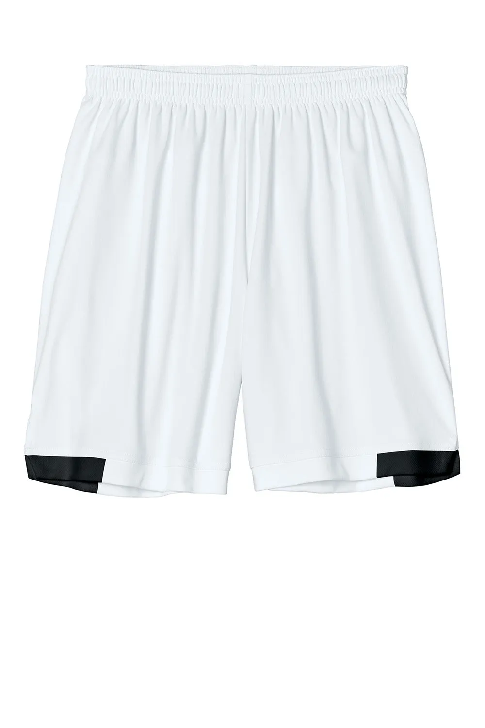 Sport-Tek Mens Club Moisture Wicking Shorts - White/Black Clothing Sport-Tek