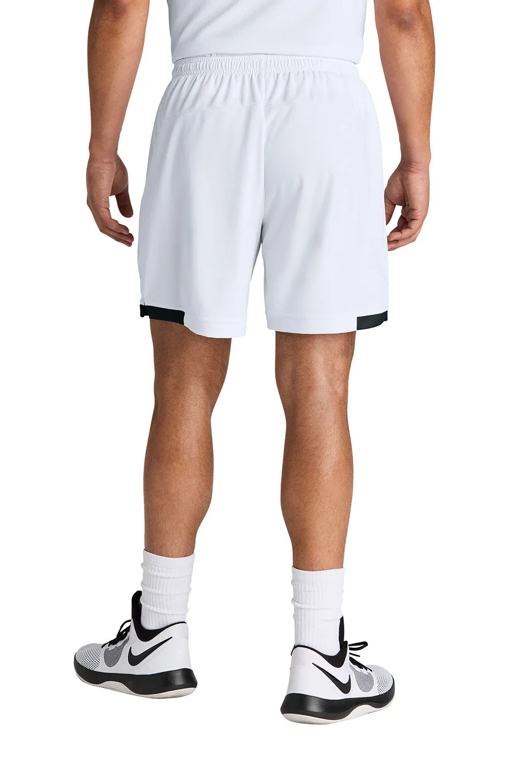 Sport-Tek Mens Club Moisture Wicking Shorts - White/Black Clothing Sport-Tek