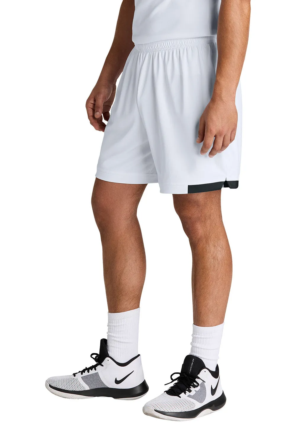Sport-Tek Mens Club Moisture Wicking Shorts - White/Black Clothing Sport-Tek