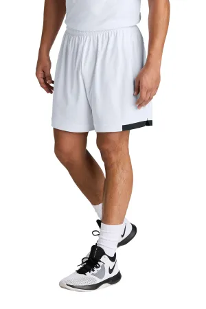 Sport-Tek Mens Club Moisture Wicking Shorts - White/Black Clothing Sport-Tek