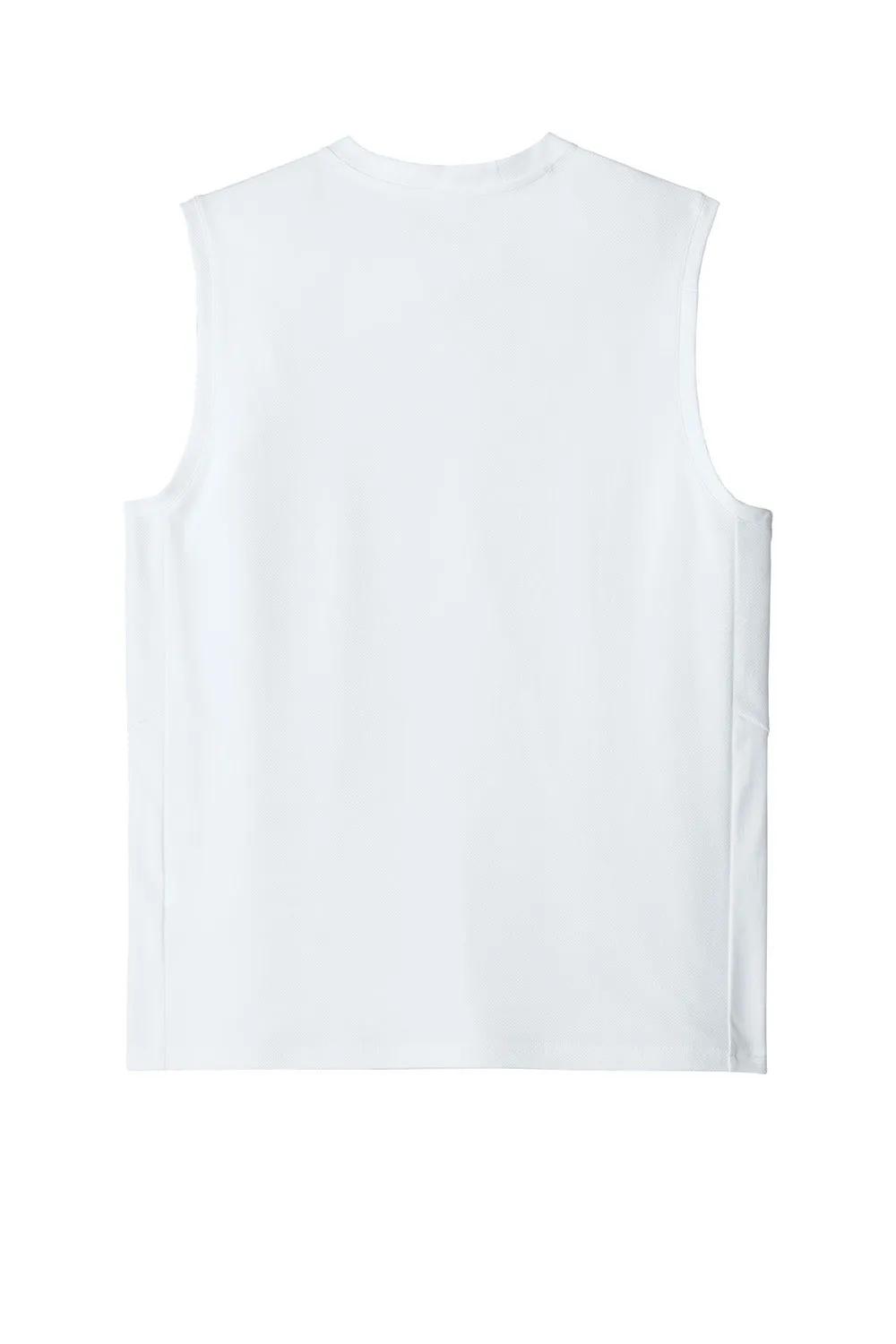 Sport-Tek Mens Club Moisture Wicking V-Neck Tank Top - White/White Clothing Sport-Tek