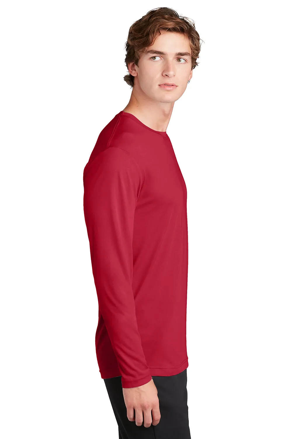 Sport-Tek Mens Competitor Moisture Wicking Long Sleeve Crewneck T-Shirt - Deep Red Clothing Sport-Tek