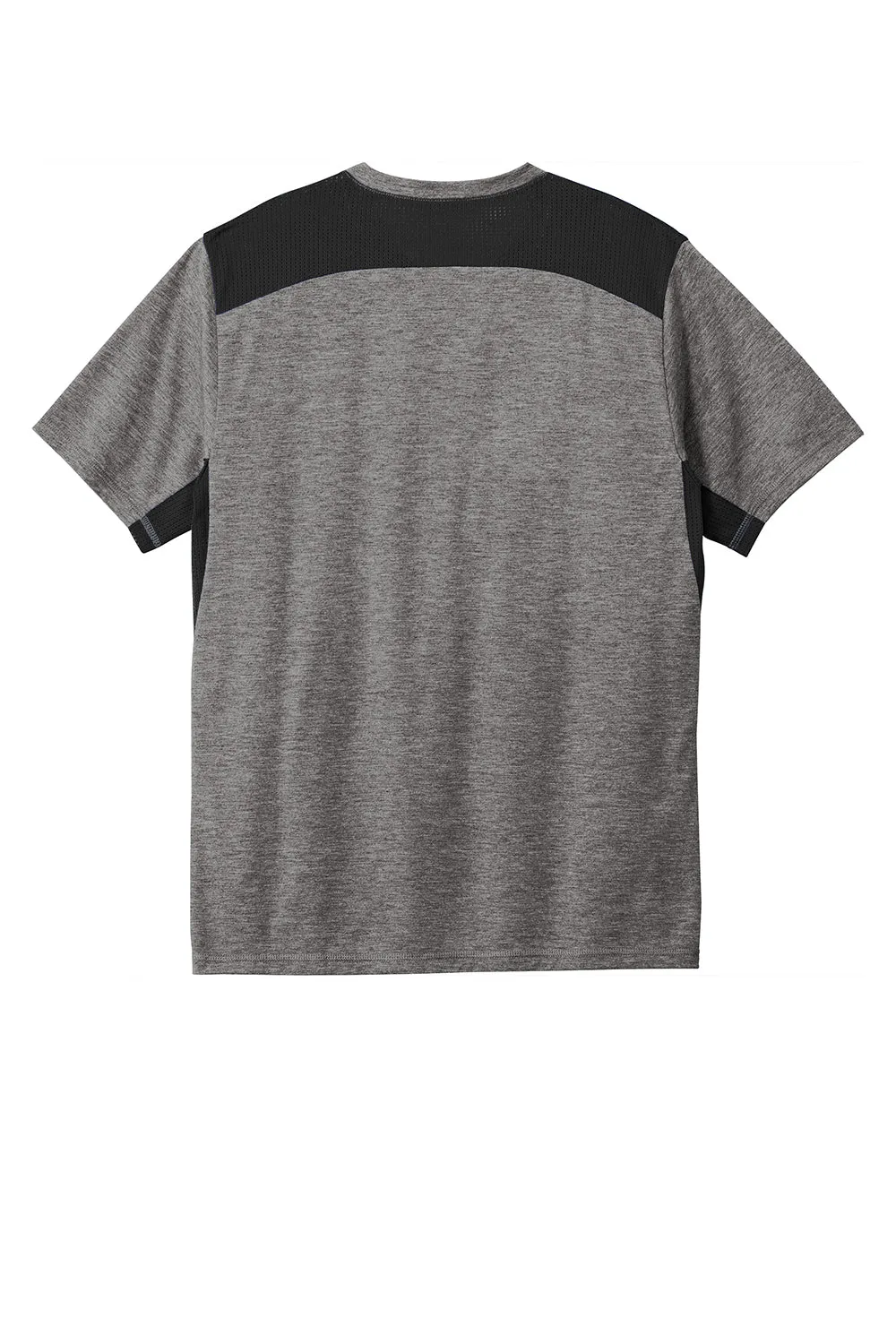 Sport-Tek Mens Draft Moisture Wicking Short Sleeve Crewneck T-Shirt - Heather Dark Grey/Black Clothing Sport-Tek
