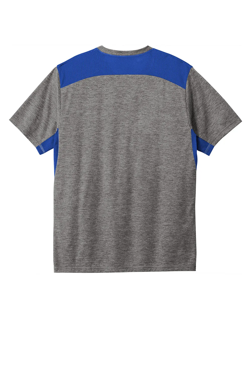 Sport-Tek Mens Draft Moisture Wicking Short Sleeve Crewneck T-Shirt - Heather Dark Grey/True Royal Blue Clothing Sport-Tek