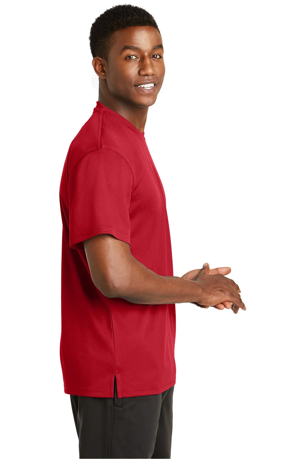 Sport-Tek Mens Dri-Mesh Moisture Wicking Short Sleeve Crewneck T-Shirt - Red - Closeout Clothing Sport-Tek