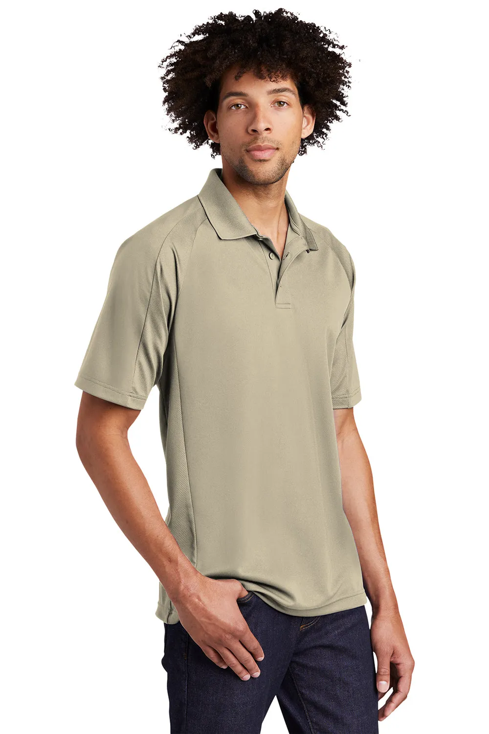 Sport-Tek Mens Dri-Mesh Moisture Wicking Short Sleeve Polo Shirt - Sandstone Clothing Sport-Tek