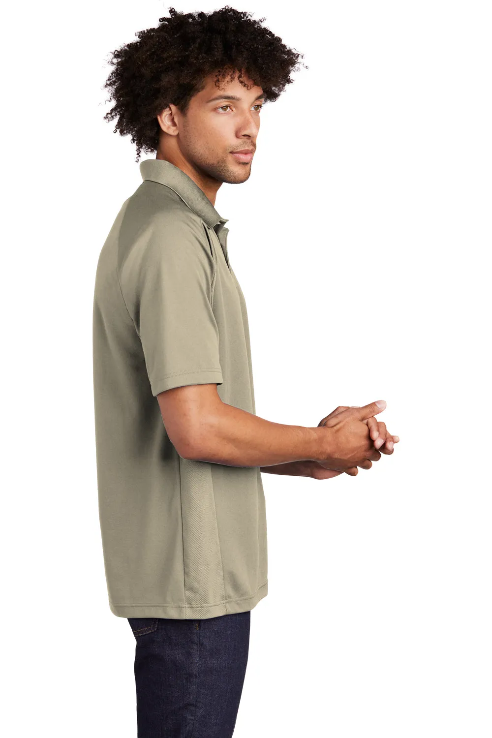 Sport-Tek Mens Dri-Mesh Moisture Wicking Short Sleeve Polo Shirt - Sandstone Clothing Sport-Tek
