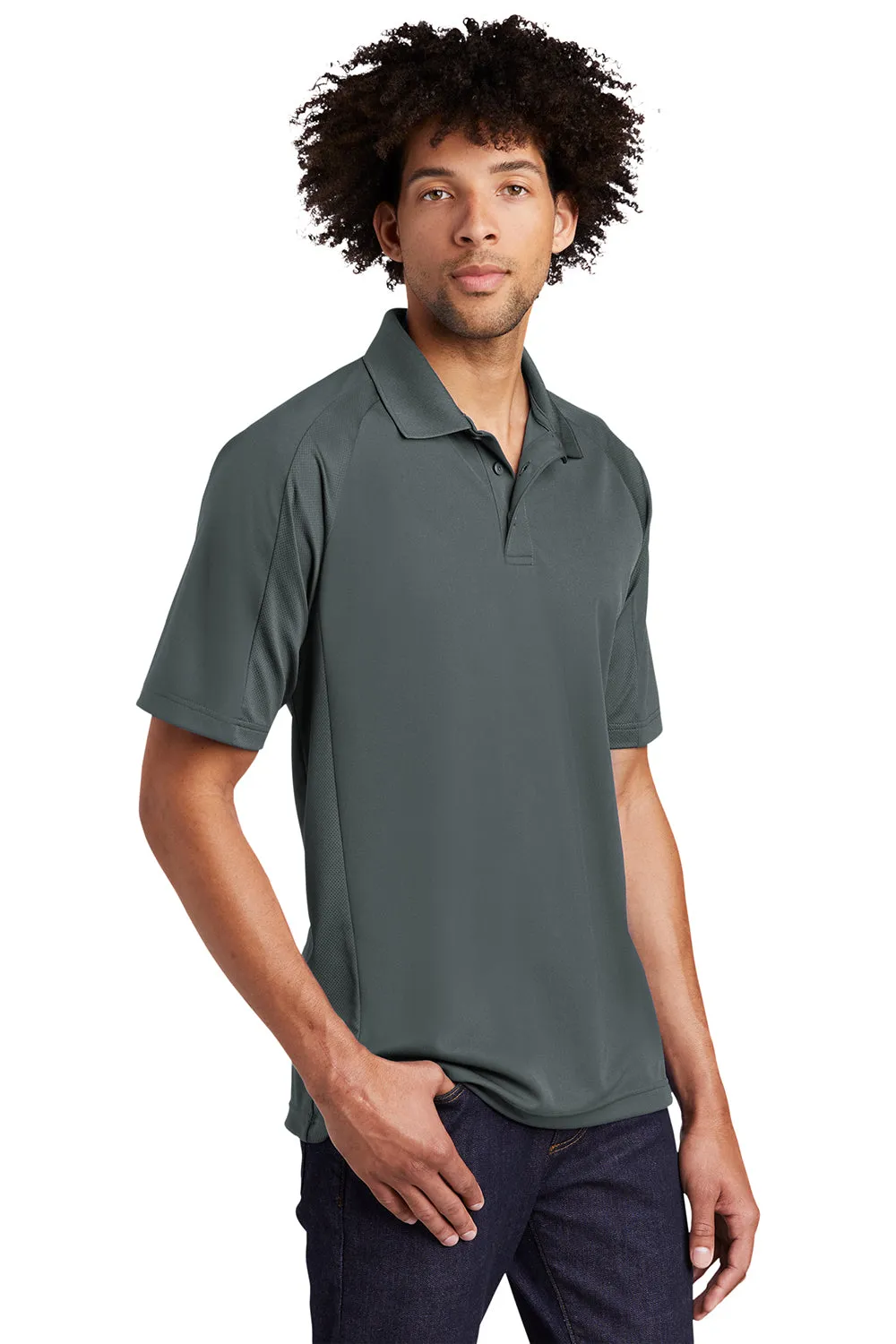 Sport-Tek Mens Dri-Mesh Moisture Wicking Short Sleeve Polo Shirt - Steel Grey Clothing Sport-Tek