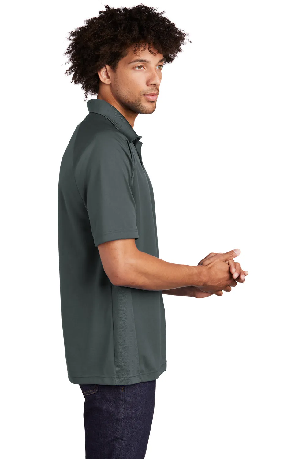 Sport-Tek Mens Dri-Mesh Moisture Wicking Short Sleeve Polo Shirt - Steel Grey Clothing Sport-Tek