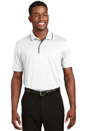 Sport-Tek Mens Dri-Mesh Moisture Wicking Short Sleeve Polo Shirt - White/Black - Closeout Clothing Sport-Tek