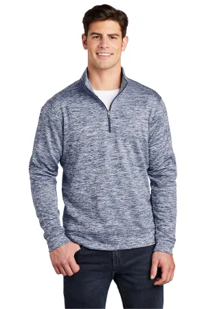 Sport-Tek Mens Electric Heather Moisture Wicking Fleece 1/4 Zip Sweatshirt - True Navy Blue Electric Clothing Sport-Tek