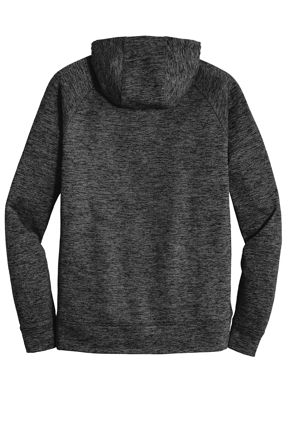 Sport-Tek Mens Electric Heather Moisture Wicking Fleece Hooded Sweatshirt Hoodie w/ Pouch Pocket - Grey Black Electric Clothing Sport-Tek