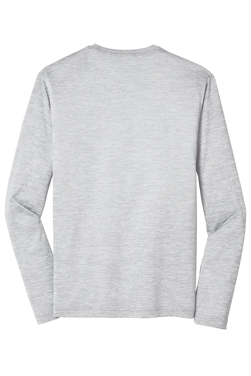 Sport-Tek Mens Electric Heather Moisture Wicking Long Sleeve Crewneck T-Shirt - Silver Grey Electric Clothing Sport-Tek