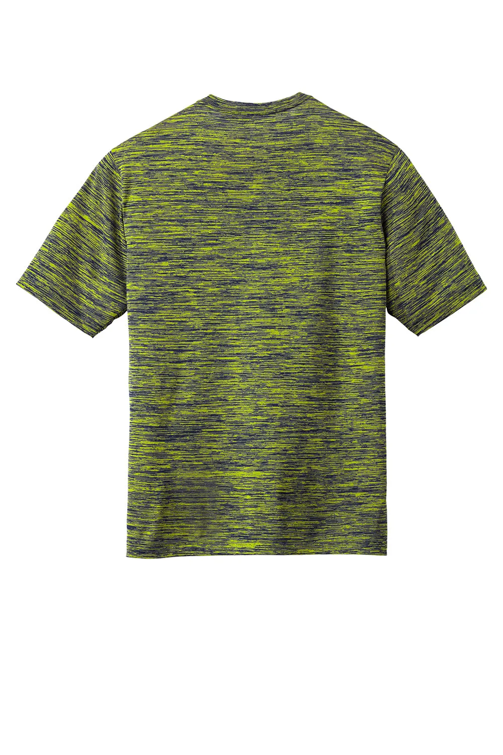 Sport-Tek Mens Electric Heather Moisture Wicking Short Sleeve Crewneck T-Shirt - Lime Shock Green/True Navy Blue Electric - Closeout Clothing Sport-Tek