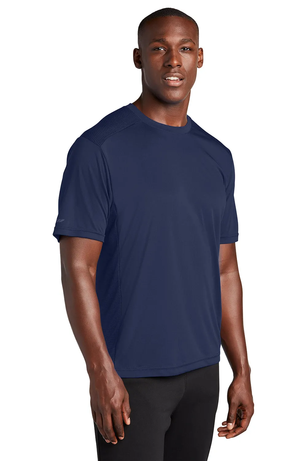 Sport-Tek Mens Elevate Moisture Wicking Short Sleeve Crewneck T-Shirt - True Navy Blue Clothing Sport-Tek