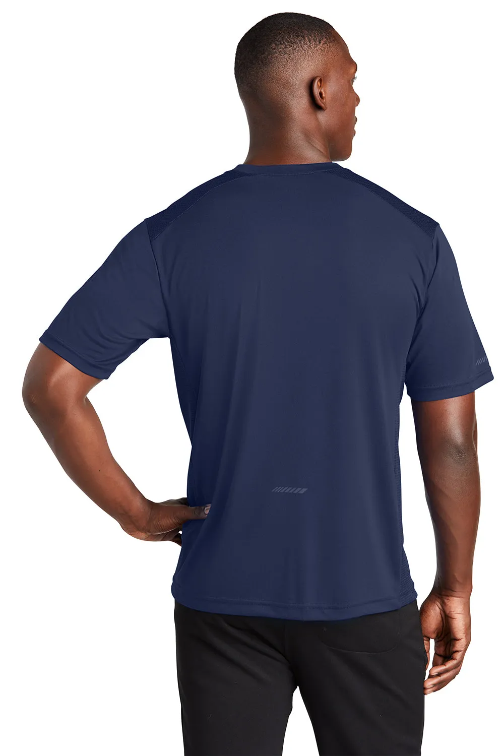 Sport-Tek Mens Elevate Moisture Wicking Short Sleeve Crewneck T-Shirt - True Navy Blue Clothing Sport-Tek