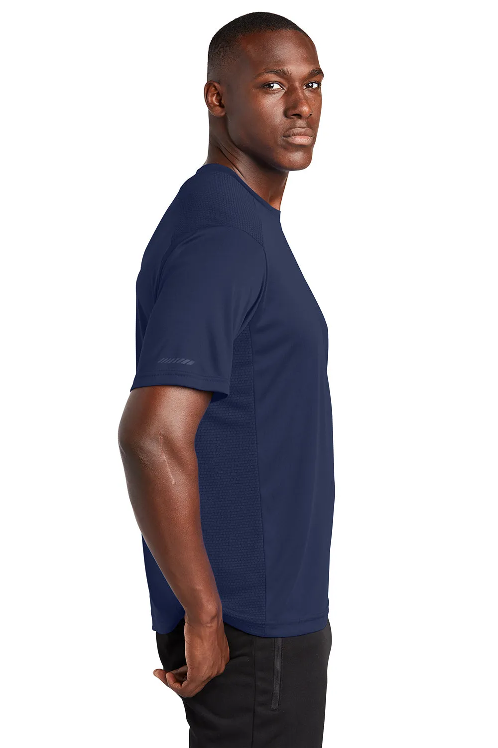 Sport-Tek Mens Elevate Moisture Wicking Short Sleeve Crewneck T-Shirt - True Navy Blue Clothing Sport-Tek