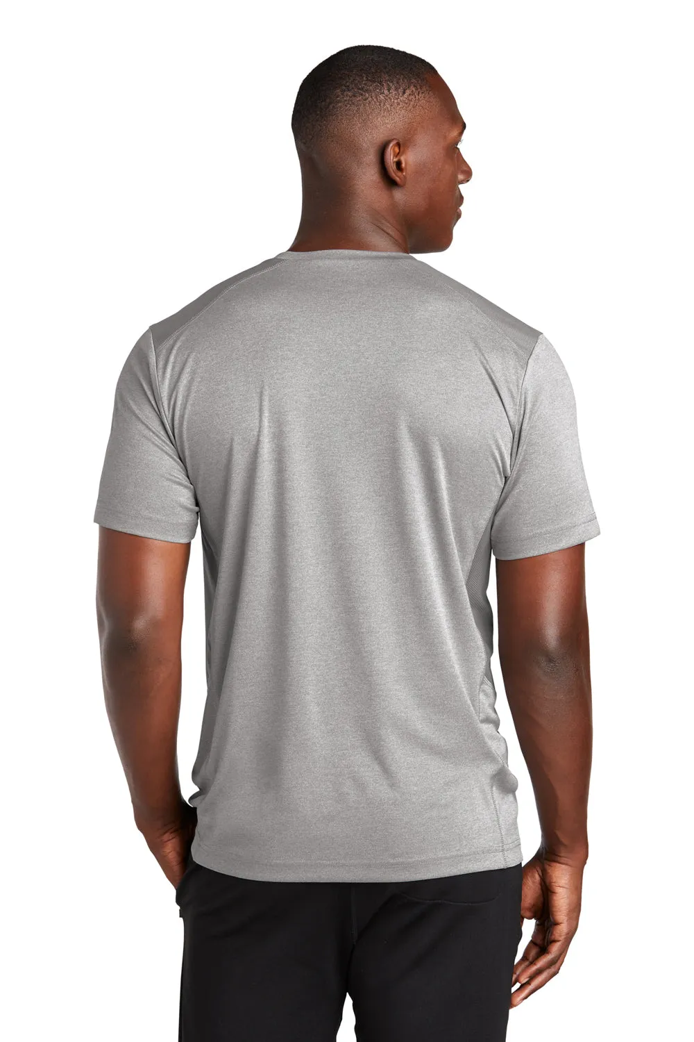 Sport-Tek Mens Endeavor Moisture Wicking Short Sleeve Crewneck T-Shirt - Heather Light Grey/Light Grey Clothing Sport-Tek