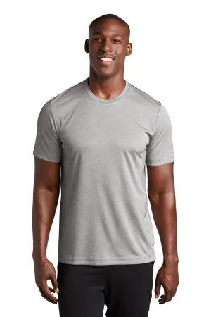 Sport-Tek Mens Endeavor Moisture Wicking Short Sleeve Crewneck T-Shirt - Heather Light Grey/Light Grey Clothing Sport-Tek