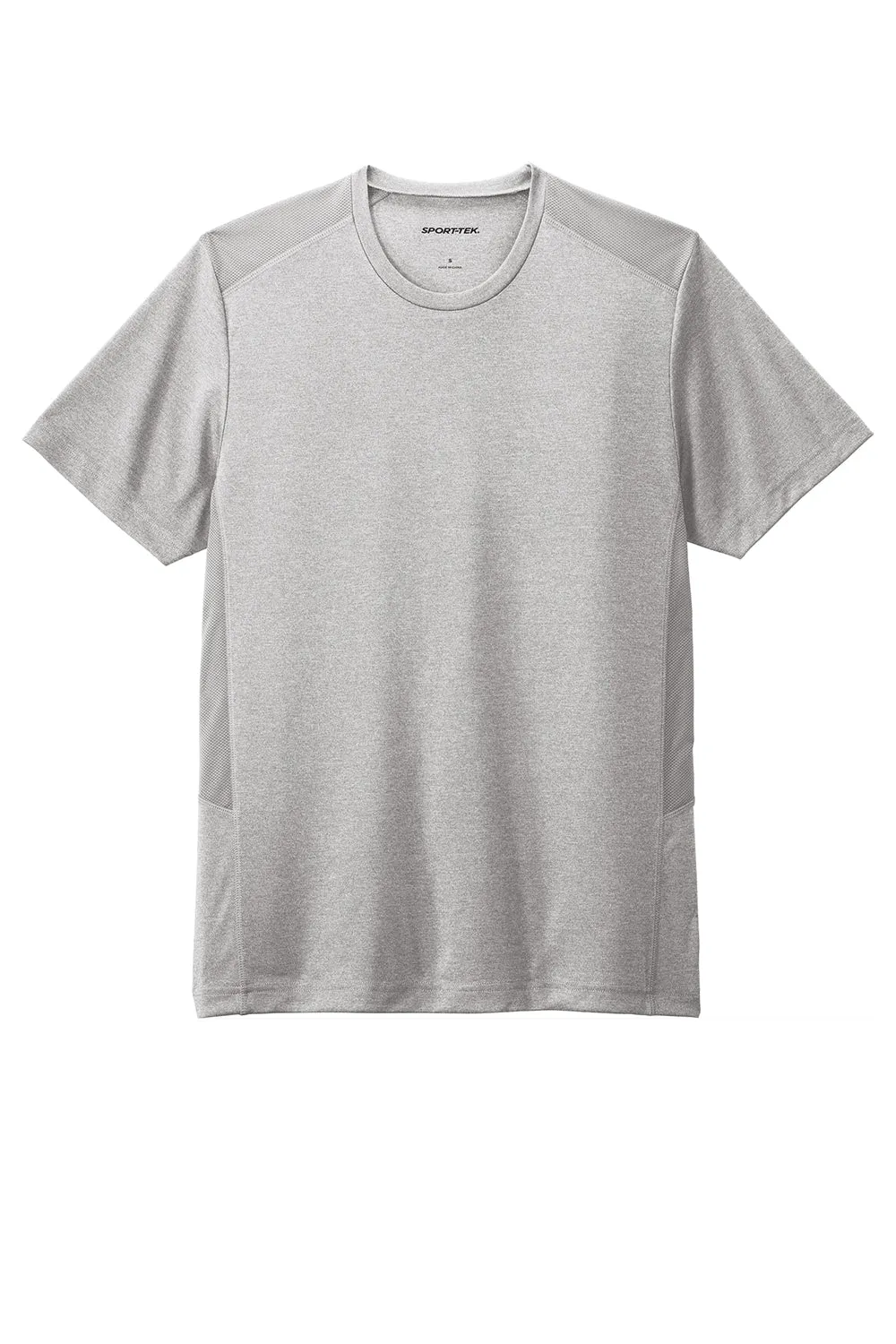 Sport-Tek Mens Endeavor Moisture Wicking Short Sleeve Crewneck T-Shirt - Heather Light Grey/Light Grey Clothing Sport-Tek