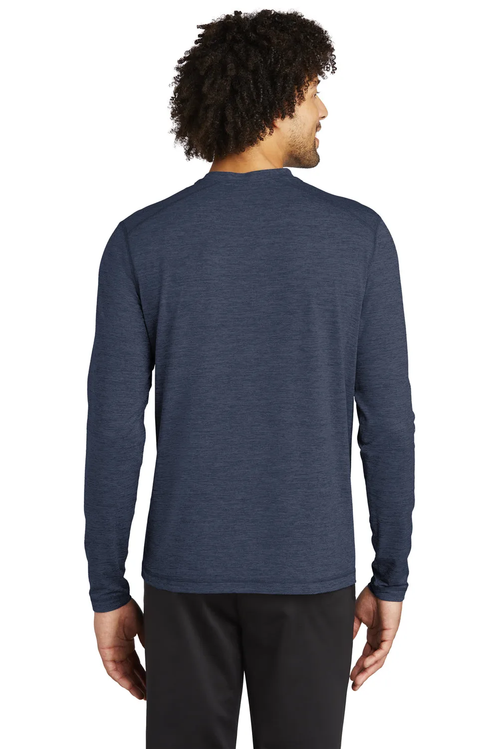 Sport-Tek Mens Exchange 1.5 Long Sleeve Crewneck T-Shirt - Heather Dark Denim Blue - Closeout Clothing Sport-Tek