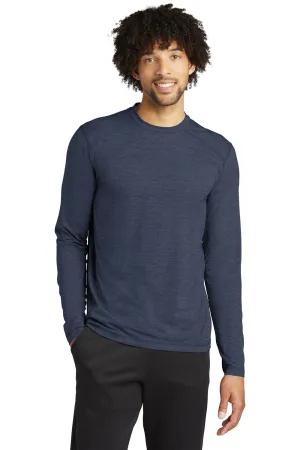 Sport-Tek Mens Exchange 1.5 Long Sleeve Crewneck T-Shirt - Heather Dark Denim Blue - Closeout Clothing Sport-Tek