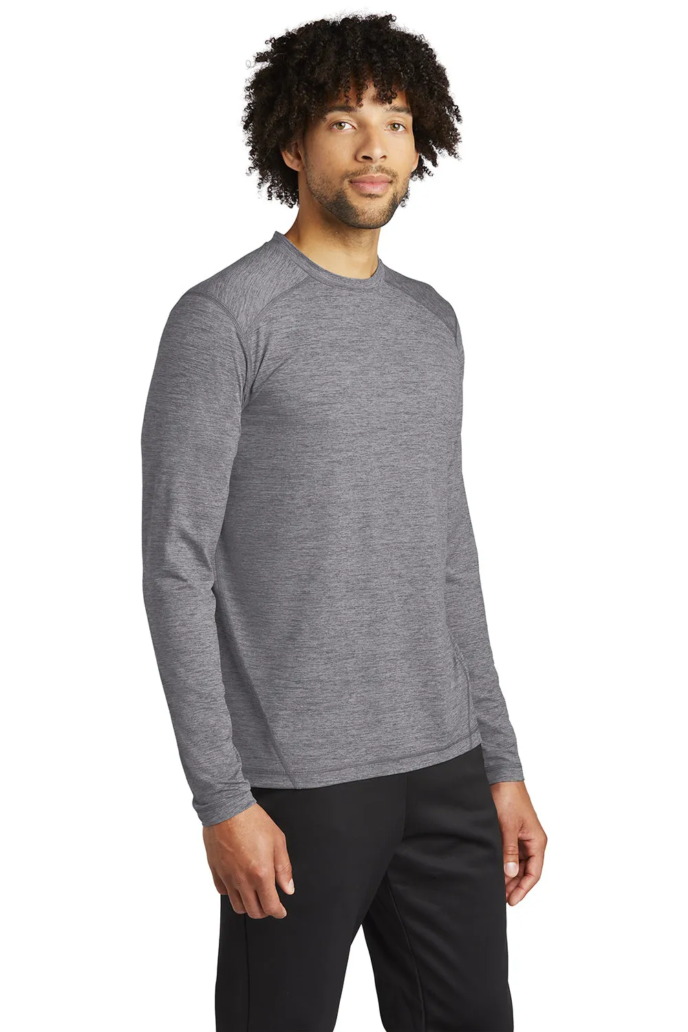 Sport-Tek Mens Exchange 1.5 Long Sleeve Crewneck T-Shirt - Heather Grey - Closeout Clothing Sport-Tek