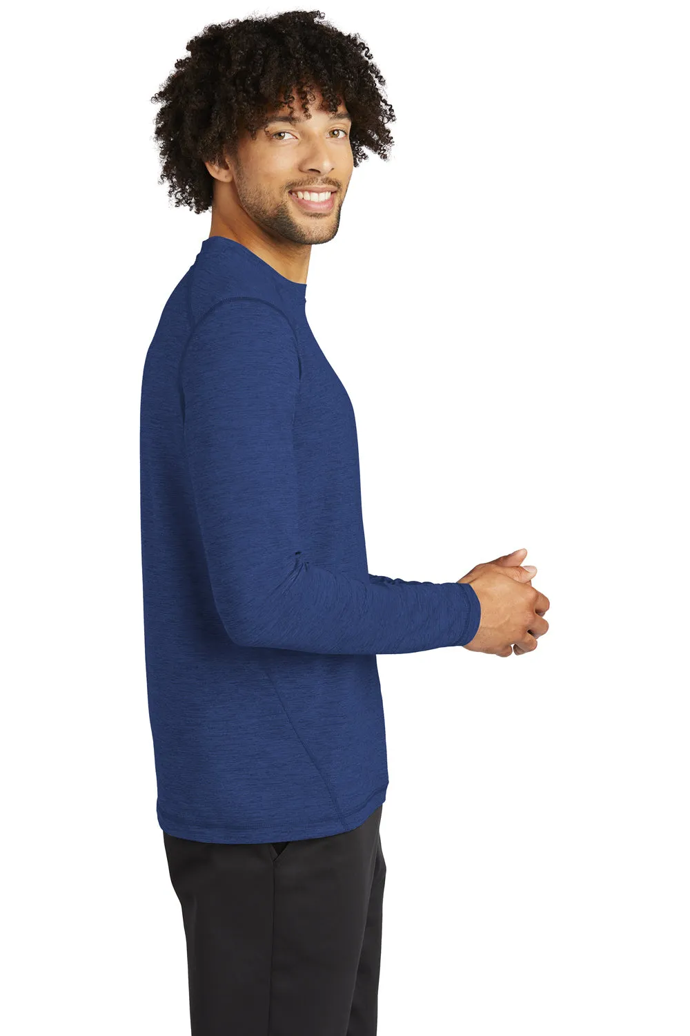 Sport-Tek Mens Exchange 1.5 Long Sleeve Crewneck T-Shirt - Heather True Royal Blue - Closeout Clothing Sport-Tek
