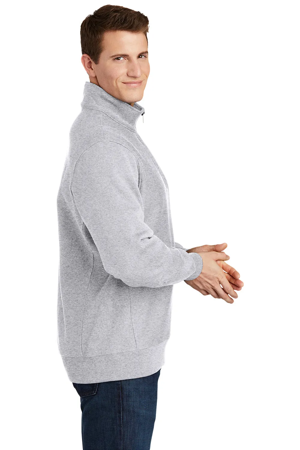 Sport-Tek Mens Fleece 1/4 Zip Sweatshirt - Heather Grey Clothing Sport-Tek