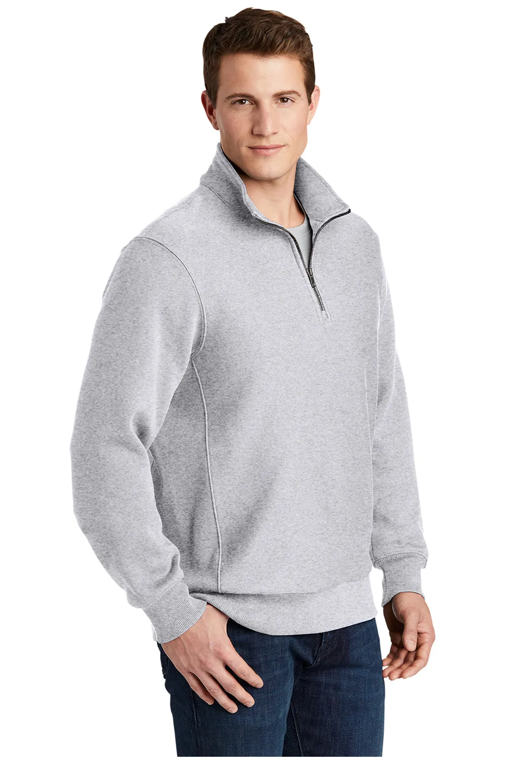 Sport-Tek Mens Fleece 1/4 Zip Sweatshirt - Heather Grey Clothing Sport-Tek
