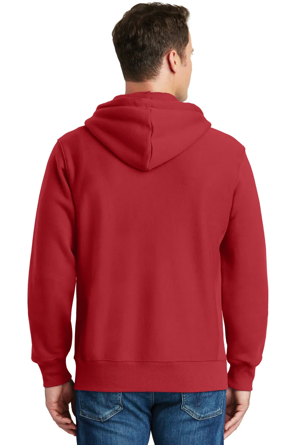 Sport-Tek Mens Fleece Full Zip Hooded Sweatshirt Hoodie w/ Pockets - Red Clothing Sport-Tek