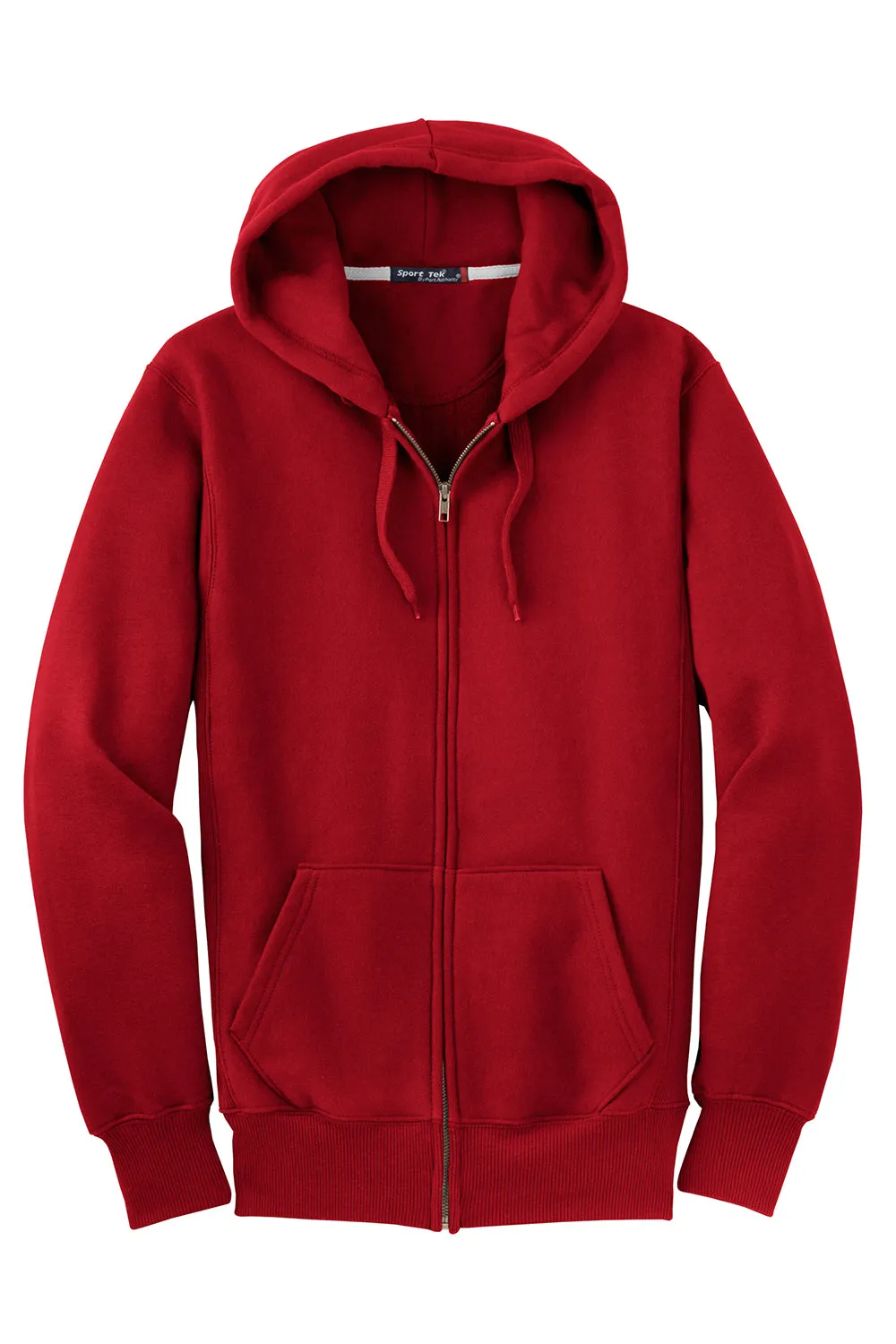 Sport-Tek Mens Fleece Full Zip Hooded Sweatshirt Hoodie w/ Pockets - Red Clothing Sport-Tek