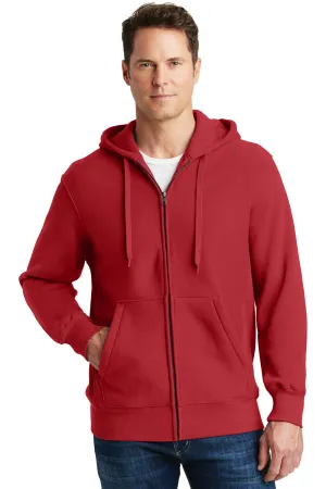 Sport-Tek Mens Fleece Full Zip Hooded Sweatshirt Hoodie w/ Pockets - Red Clothing Sport-Tek